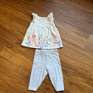 4 for $10 🌈 Carter's White Floral Top with Striped Capris